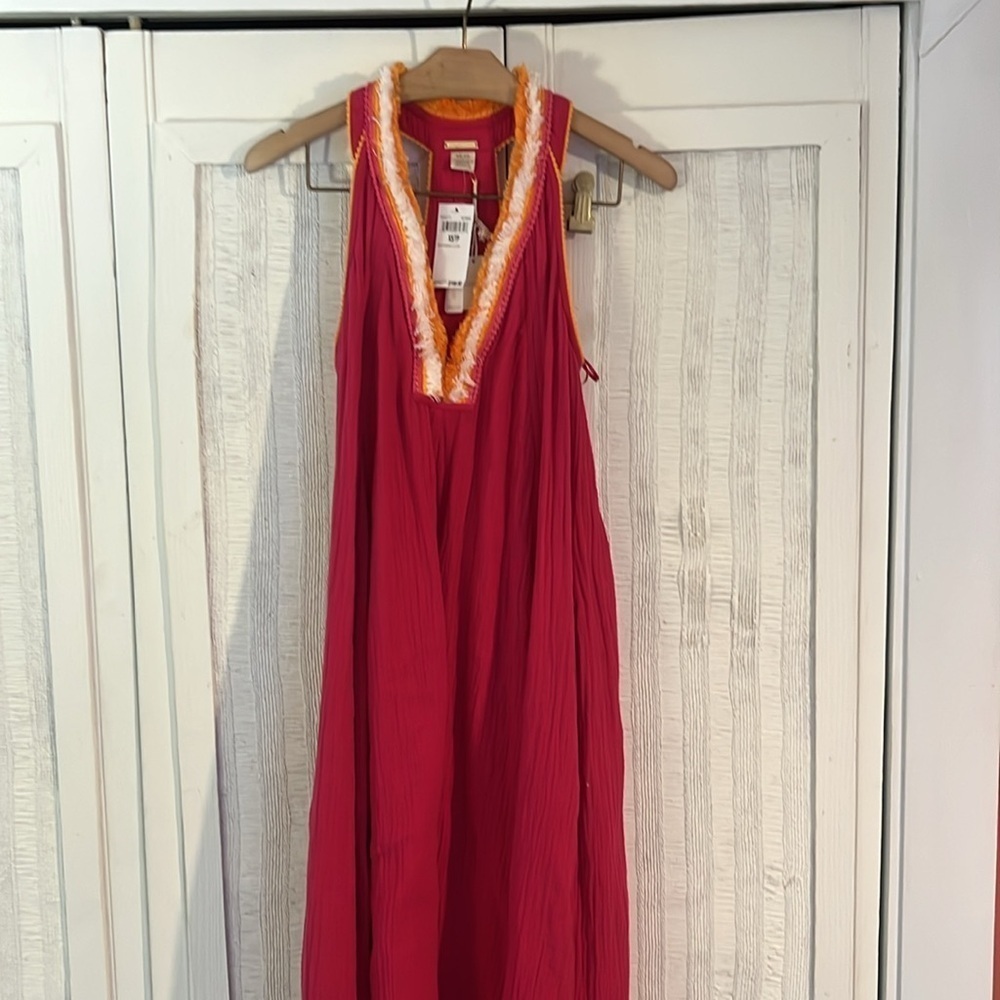 Magaschoni Raspberry T- Back Fringe Dress NWT SZ XS - Picture 4 of 6